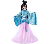 Uteruik Chinese Ancient Doll 12-Joints Hanfu Fairy Doll with Dress Clothes Oriental Doll Toy Decoration (#B)