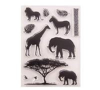 Uteruik Clear Silicone Stamp Seal Sticker - African Steppe Animals Embossing Template DIY Craft Scrapbooking Photo Album Decoration, 1pcs