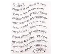 Uteruik Clear Silicone Stamp Seal Sticker Happy Birthday, Greetings Words Embossing Template DIY Craft Scrapbooking Photo Album Decoration, 1pcs