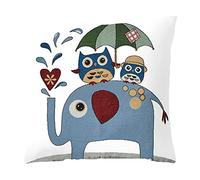 Uteruik Cushion Cover Throw Pillow Cases Elephant Printed Square Pillow Cover for Living Room, Bedroom, Sofa 45cm x 45cm (#G)