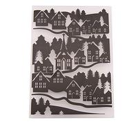 Uteruik Embossing Folder Stencil Template - Plastic Village House Pattern DIY Template Folder for Gift Scrapbooking Photo Album Card Paper Craft Making Decor