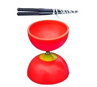 Uteruik Funny Chinese YOYO 3 Bearing Clutch Diabolo Set Metal Sticks String Bag Toys, 1 Set (Red)