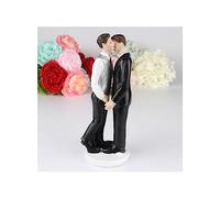 Uteruik Homosexuality Cake Topper Gay Couple Statue Figures Wedding Cake Doll Anniversary Engagement Decoration (#B)