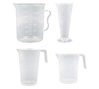 Uteruik Plastic Medicine Liquid Measuring Cup Transparent Measure Water Beakers Labs Graduated Water Storage Containers for Toddler Adults Household Kitchen Cooking Measure Jugs(4 PCS)