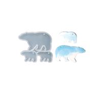Uteruik Silicone Resin Polar Bear Mould Keychain Necklace Pendant Mould Epoxy Resin Casting Molds for Making Crafts Decoration
