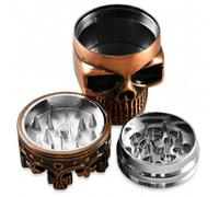 Uteruik Skull Design Herb Grinder, 3-Part Dried Herb and Spice Grinder with Crown-Style Twist Lid, Zinc Alloy Grinding Teeth, Plastic Shell, 47 x 44 x 75 mm