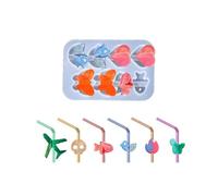Uteruik Straw Topper Silicone Resin Moulds Heart Bird Butterfly Shaped Straw Topper Epoxy Resin Casting Moulds for Straws
