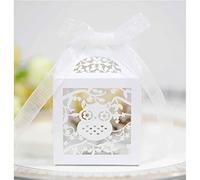 Uteruik Wedding Favour Boxes Owl Pattern Hollow-out Candy Boxes with Ribbon for Wedding Baby Shower Party Decoration, 50pcs (#E)