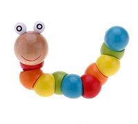 Uteruik Wooden Worm Toy Colorful Wiggly Sensory Wood Bead Toys for Kids Children