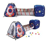 Utex 3 in 1 Pop Up Play Tent with Tunnel, Space Astronaut Play Tent Ball Pit for Kids Dinosaur Anti Stress169 Boys, Girls, Babies and Toddlers, Indoor Outdoor Playhouse