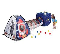 Utex 3 in 1 Pop Up Play Tent with Tunnel, Space Astronaut Play Tent Ball Pit for Kids Dinosaur Anti Stress169 Boys, Girls, Babies and Toddlers, Indoor Outdoor Playhouse