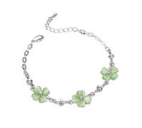 Utezsiny Birthday Gifts for Women Bracelet, Adjustable Stretch Silver Plated Diamond Four Leaf Clover Bracelet, Friendship Birthday Jwellery Gift for Women Teen Girls Ladies Mum
