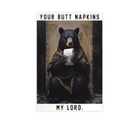 UTGN Black Bear Butt Napkins Animals Poster Canvas Poster Bedroom Decor Landscape Decor Gift 20x30inch(50x75cm)