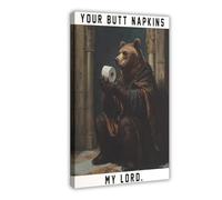 UTGN Brown Bear Butt Napkins Animals Poster Canvas Poster Wall Art Print Picture Paintings 20x30inch(50x75cm)