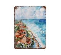 UTGN Cancun Painting Mayan Riviera Art Print Tin Sign Vintage Metal Pub Club Cafe Bar Home Wall Art Decoration Poster Retro 12x16inch(30x40cm)