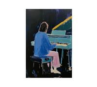 UTGN Girl And Piano Wall Art, Abstract Minimalist Canvas Poster Bedroom Decor Landscape Decor Gift 20x30inch(50x75cm)