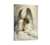 UTGN Guardian Angel Watching Over Child Canvas Poster Wall Art Decor Print Picture Paintings for Living Room Bedroom Decoration 12x18inch(30x45cm)