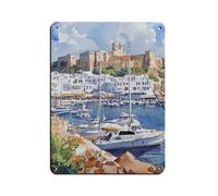 UTGN Ibiza Spain Art, Mediterranean Island Print Retro Poster Metal Tin Sign Chic Art Retro Iron Painting Bar People Cave Cafe Family Garage Poster Wall Decoration 12x16inch(30x40cm)