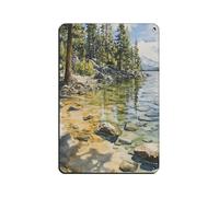 UTGN Lake Tahoe Art, Nevada Watercolor Painting Tin Sign Vintage Metal Pub Club Cafe Bar Home Wall Art Decoration Poster Retro 8x12inch(20x30cm)