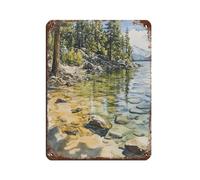 UTGN Lake Tahoe Art, Nevada Watercolor Painting Tin Sign Vintage Metal Pub Club Cafe Bar Home Wall Art Decoration Poster Retro 12x16inch(30x40cm)