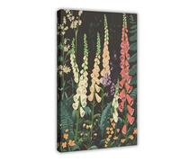 UTGN Lush Meadow Foxglove Fern Botanical Canvas Poster Bedroom Decor Landscape Decor Gift 12x18inch(30x45cm)