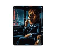 UTGN Mafia Lion Poster Tin Sign Vintage Metal Pub Club Cafe Bar Home Wall Art Decoration Poster Retro 12x16inch(30x40cm)