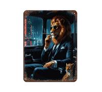 UTGN Mafia Lion Poster Tin Sign Vintage Metal Pub Club Cafe Bar Home Wall Art Decoration Poster Retro 12x16inch(30x40cm)
