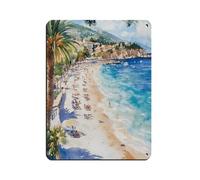 UTGN Plage Paloma Art Print, French Riviera Watercolor Painting Tin Sign Vintage Metal Pub Club Cafe Bar Home Wall Art Decoration Poster Retro 12x16inch(30x40cm)