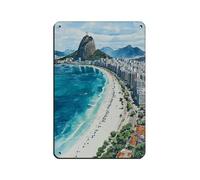 UTGN Rio De Janeiro Art, Brazil Watercolor Painting Retro Poster Metal Tin Sign Chic Art Retro Iron Painting Bar People Cave Cafe Family Garage Poster Wall Decoration 8x12inch(20x30cm)