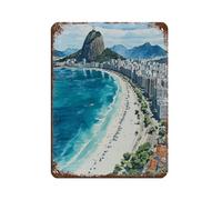UTGN Rio De Janeiro Art, Brazil Watercolor Painting Tin Sign Vintage Metal Pub Club Cafe Bar Home Wall Art Decoration Poster Retro 12x16inch(30x40cm)