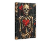 UTGN Romantic Skeleton 3 - Raven Blackwood Dark Fantasy Skull Art Home Canvas Poster Bedroom Decor Landscape Decor Gift 08x12inch(20x30cm)