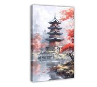 UTGN Tranquil Japanese Landscape Art Canvas Poster Wall Art Print Picture Paintings 12x18inch(30x45cm)