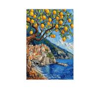 UTGN Van Gogh Inspired Amalfi Coast Lemon Tree Wall Art Canvas Poster Bedroom Decor Landscape Decor Gift 20x30inch(50x75cm)