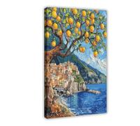 UTGN Van Gogh Inspired Amalfi Coast Lemon Tree Wall Art Canvas Poster Bedroom Decor Landscape Decor Gift 12x18inch(30x45cm)