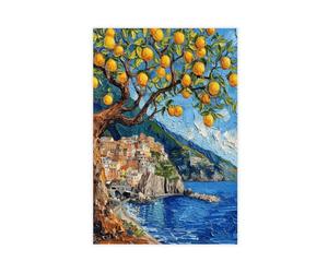 UTGN Van Gogh Inspired Amalfi Coast Lemon Tree Wall Art Canvas Poster Bedroom Decor Landscape Decor Gift 20x30inch(50x75cm)