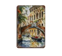 UTGN Venice Art, Italy Watercolor Painting Tin Sign Vintage Metal Pub Club Cafe Bar Home Wall Art Decoration Poster Retro 8x12inch(20x30cm)