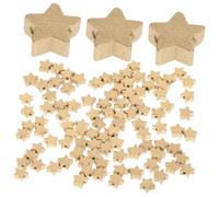 UTHCLO 100 Pcs DIY Pentagram Wood Discs for Arts and Crafts Educational Math Teaching Props with Hole for Hanging Smooth Wooden Star for Boys and Learning Supplies in Golden
