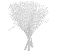 UTHCLO 100pcs White 3mm Pearl Beads DIY Wedding Jewelry Making Supplies Floral Beaded String Sticks for Bouquet and Table Vase Centerpiece Decorations