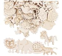 UTHCLO 100pcs Wooden Animal Cutouts for Crafts Natural Rustic Wood Embellishments DIY Painting Supplies for Creative Projects and Scrapbooking
