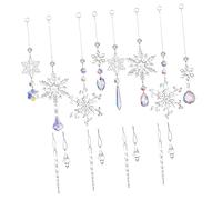 UTHCLO 10pcs Crystal Snowflake Shaped Suncatchers Hanging Decoration for Christmas Tree and Room, Silver Lightweight Ornaments Good Light Reflection, Classic Bright Window Hanging