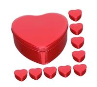 UTHCLO 10pcs Heart-shaped Metal Tin Candy Boxes for Wedding Favors, Red Small Storage Tins 12x11x4.8cm, Decorative Sweet Treat Containers for Valentine's Day and Party Random Random Color