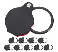 UTHCLO 10pcs Mini Portable Pocket Magnifiers, Small Handheld Folding Magnifying Glasses for Reading, Inspection and Travel, Compact Black Magnifier Set for Office and School Use