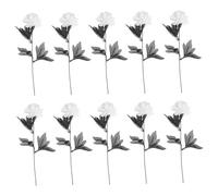 UTHCLO 10pcs Simulation Dahlia Flower Faux Plant Pink Realistic Decoration Yellow Stems Dry Foam Wedding Artificial Indoors Large Brown Botanical Fake Simulate Blossom UV Beige