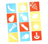UTHCLO 12 Pcs Reusable Plastic Drawing Stencils for Crafts with Fruits and Vegetable Templates Safe PP Material Painting Stencils for DIY Projects Paper Wood Fabric Walls and Canvas