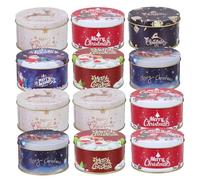 UTHCLO 12pcs Assorted Color Christmas Candy Boxes Sturdy Tinplate Candy Containers Decorative Xmas Gift Tins for Chocolates Mints and Treats