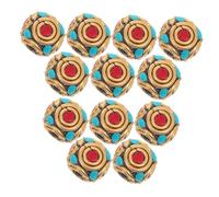 UTHCLO 12PCS Brass Tibetan Large Hole Spacer Beads for DIY Jewelry Making Multipurpose Nepalese Style Beads with Extra-Large Cord Hole for Bracelets Necklaces Earrings and Keychain Charms
