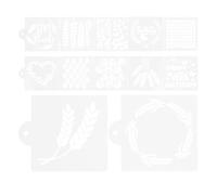 UTHCLO 12pcs Bread and Cake Stencils Set for DIY Decor and Birthday Parties, White Pet Material with Fun Decoration Features, Baking Accessory Tool for Sourdough and Pie Crust Stencils