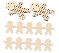 UTHCLO 12pcs Handmade Cross-Stitch Patch Decor Christmas Cross Stitch Kits Blanks Natural Wood Slices Gingerbread Men Shapes Cutouts Unfinished Wood Gingerbread Man Tags Beige
