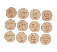 UTHCLO 12Pcs Milestone Discs Double Sided Wooden Growth Cards for Newborn Photography Safe Durable Smooth Finish Shower for Cherishing Memories