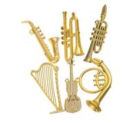 UTHCLO 12Pcs Miniature Musical Instrument Ornaments for Tiny DIY Gold Cello Saxophone Trumpet Decorations Elegant Craftsmanship for Dollhouse Christmas Tree Tabletop and Music Decor